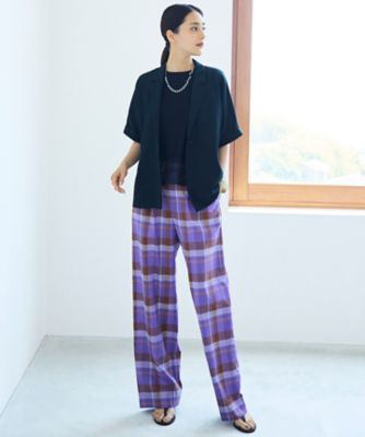 SHIHOさん着用・セットアップ対応】コットンリネンチェックワイド 