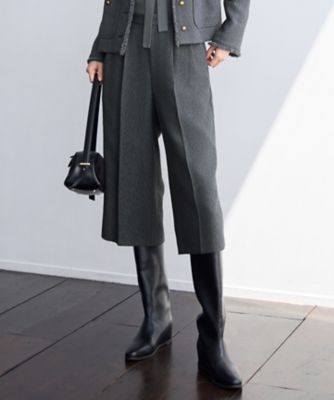 ＜自由区 L (Women/大きいサイズ)＞【１７号サイズまで展開・ＳＨＩＨＯさん着用】ブライトリングツイード２タッククロップド　パンツ（ＰＲＷＲＬＳ０４０６）