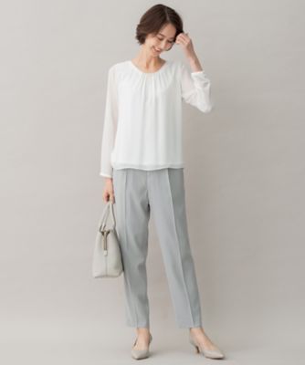 ＜自由区 L (Women/大きいサイズ)＞【洗える】ダブルフェイススーティング　テーパードパンツ（ＰＲＷＲＮＺ０４２１）