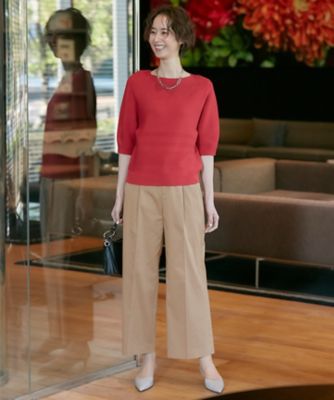 ＜自由区 L (Women/大きいサイズ)＞【接触冷感／洗える】サテンストレッチ　ワイドパンツ（ＰＲＷＲＳＭ０３１６）