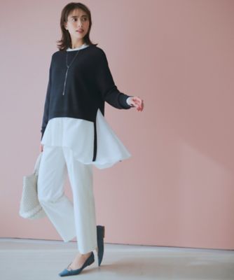 Oggi4月号掲載／洗える】スラブツイルストレッチ ベイカー パンツ
