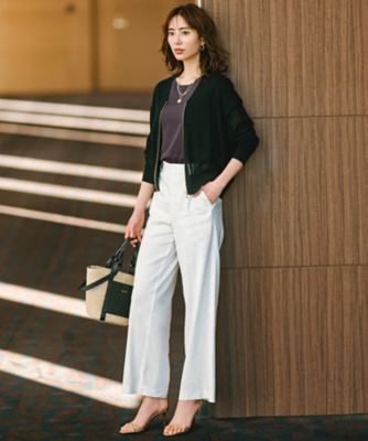 【ＣＬＡＳＳＹ．６月号掲載／洗える】リネンレーヨンストレッチ　ワイドパンツ（ＰＲＷＳＣＭ０４０５）
