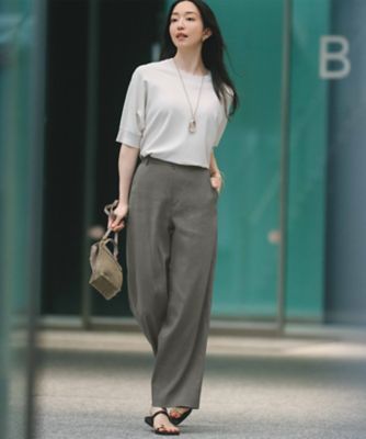 【ＣＬＡＳＳＹ．６月号掲載／洗える】リネンレーヨンストレッチ　ワイドパンツ（ＰＲＷＳＣＭ０４０５）