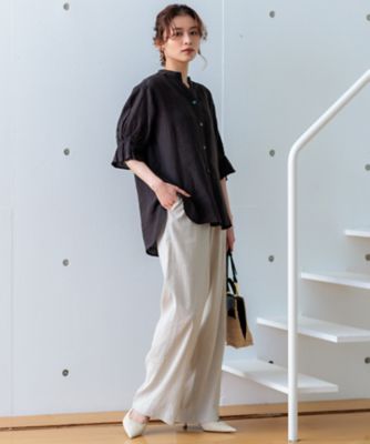 【ＣＬＡＳＳＹ．６月号掲載／洗える】リネンレーヨンストレッチ　ワイドパンツ（ＰＲＷＳＣＭ０４０５）
