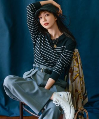 【杏さん着用／Ｏｇｇｉ１１月号掲載】ナチュラルストレッチサキソニー　タック　ワイドパンツ（ＰＲＷＳＣＷ０４１４）