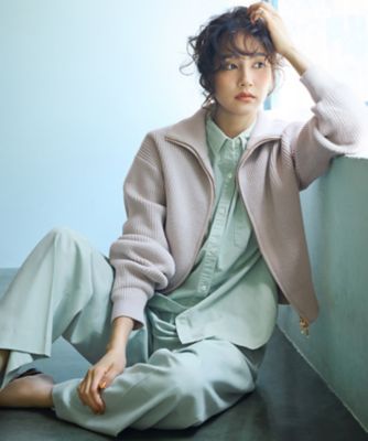【杏さん着用／Ｏｇｇｉ１１月号掲載】ナチュラルストレッチサキソニー　タック　ワイドパンツ（ＰＲＷＳＣＷ０４１４）
