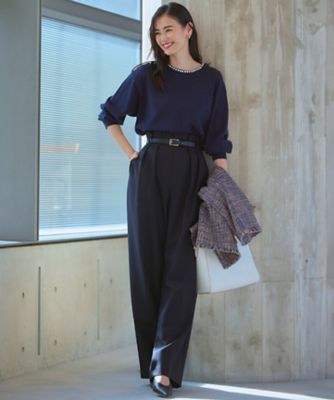 【杏さん着用／Ｏｇｇｉ１１月号掲載】ナチュラルストレッチサキソニー　タック　ワイドパンツ（ＰＲＷＳＣＷ０４１４）