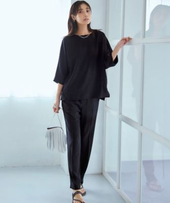 【Ｏｇｇｉ７月号掲載／接触冷感／ＵＶカット／吸水速乾】ストレッチジョーゼット　テーパード　パンツ（ＰＲＷＳＧＭ０４３１）