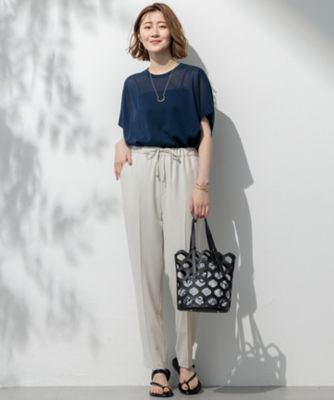 【Ｏｇｇｉ７月号掲載／接触冷感／ＵＶカット／吸水速乾】ストレッチジョーゼット　テーパード　パンツ（ＰＲＷＳＧＭ０４３１）