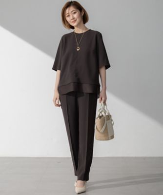 【Ｏｇｇｉ７月号掲載／接触冷感／ＵＶカット／吸水速乾】ストレッチジョーゼット　テーパード　パンツ（ＰＲＷＳＧＭ０４３１）