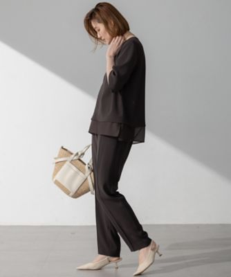 【Ｏｇｇｉ７月号掲載／接触冷感／ＵＶカット／吸水速乾】ストレッチジョーゼット　テーパード　パンツ（ＰＲＷＳＧＭ０４３１）