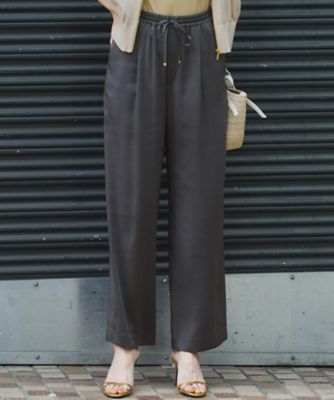 ＜23区 S (Women/小さいサイズ)＞【撥水加工／洗える】スムースサテン　タック　ワイド　パンツ（ＰＲＷＳＧＭ０６０７）
