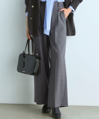 23区 S (Women/小さいサイズ)/ニジュウサンク エス ナチュラルストレッチサキソニー タック ワイド パンツ(PRWSGW0423) グレー パンツ・ズボン【三越伊勢丹/公式】