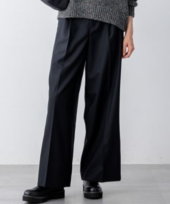 23区 S (Women/小さいサイズ)/ニジュウサンク エス ナチュラルストレッチサキソニー タック ワイド パンツ(PRWSGW0423) クロ パンツ・ズボン【三越伊勢丹/公式】