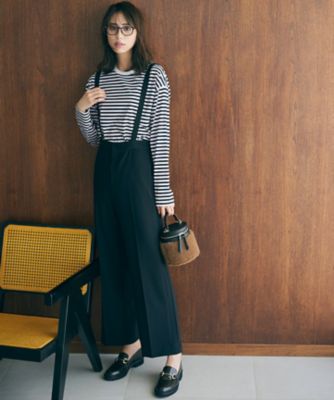 ＜23区 S (Women/小さいサイズ)＞【洗える】ストレッチダブルクロス　サスペンダーパンツ（ＰＲＷＳＳＡ０２１４）