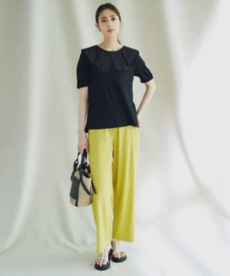 【洗える】リネンレーヨンストレッチ　ワイド　パンツ（ＰＲＷＳＳＭ０４０５）