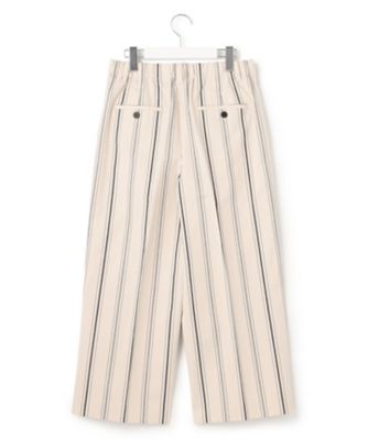 【洗える】コットンリネンストライプ　クロップド　パンツ（ＰＲＷＳＳＭ０４１４）