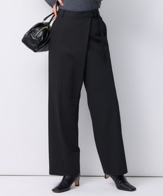 lalala出品 洗える】ポリエステルレーヨン ラップディテール パンツ