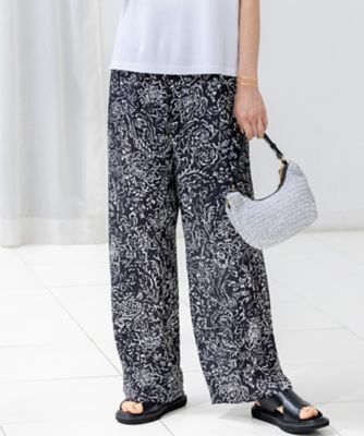【送料無料】23区 L (Women/大きいサイズ)/ニジュウサンク エル アンティークフラワープリント ワイド パンツ(PRWWGA0101) 505_クロ パンツ・ズボン【三越伊勢丹/公式】