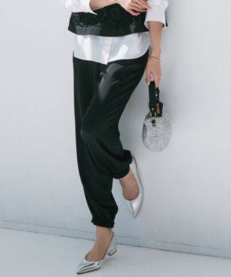 ＜23区 L (Women/大きいサイズ)＞【防シワ性／吸水速乾】ジョーゼットサテン　ジョグパンツ（ＰＲＷＷＧＭ０３１７）