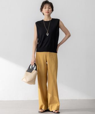 Oggi5月号掲載／洗える】リネンレーヨンストレッチ ワイド パンツ