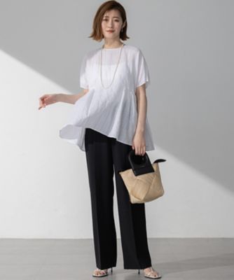 今期 【接触冷感/UVカット/吸水速乾】ストレッチジョーゼット ワイド パンツ 接触冷感/UVカット/吸水速乾】ストレッチジョーゼット ワイド