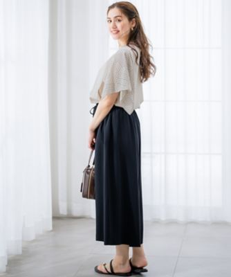 【Ｌサイズ限定／吸水速乾／ＵＶカット／接触冷感／】ストレッチジョーゼット　ガウチョパンツ（ＰＲＷＷＧＭ６８６１）