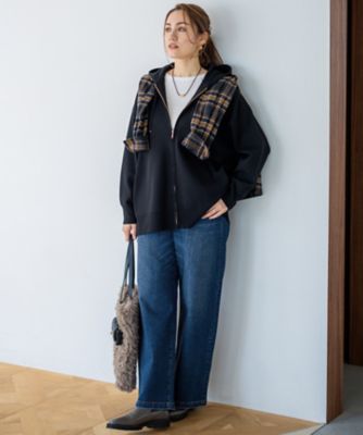 Lサイズ限定】23区DENIM ストレッチ ワイド パンツ