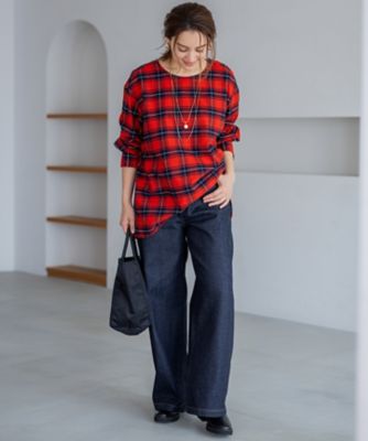Lサイズ限定】23区DENIM ストレッチ ワイド パンツ