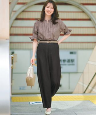 CanCam・VERY掲載】リネンライクグロッシー ワイドパンツ