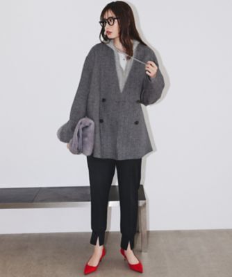 WoolRever ノーカラーショートコート（SCCMGW0403