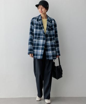 一部店舗限定】アルパカシャギーチェック コート