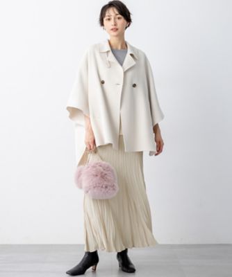 〇【試着のみ】UNITED ARROWS ウール リバー ポンチョ ライトグレー 見上愛さん着用／Oggi11月号掲載】ウールライトリバー