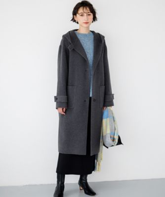 ふさえ様　イタリア製 Sliver knit coat 圧縮ウールコート MANTECOPureリバー フーデッド ロングコート
