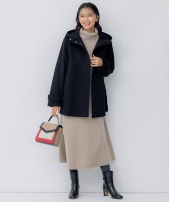 ウールカシミヤビーバー フード付き ショートコート