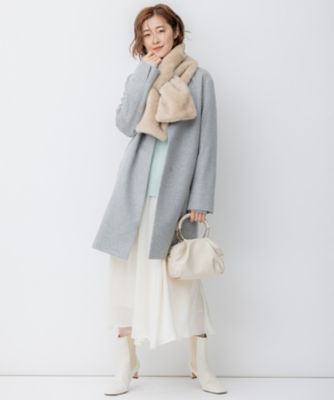 ウールカシミヤビーバー ノーカラー コート