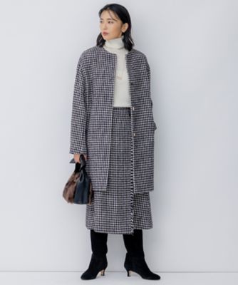 チェック ツイード ノーカラーコート（SCWOSW0509） | 23区