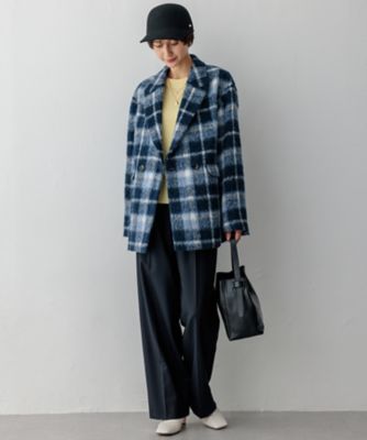一部店舗限定】アルパカシャギーチェック コート
