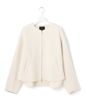 ウールライトリバー ノーカラー ショートコート