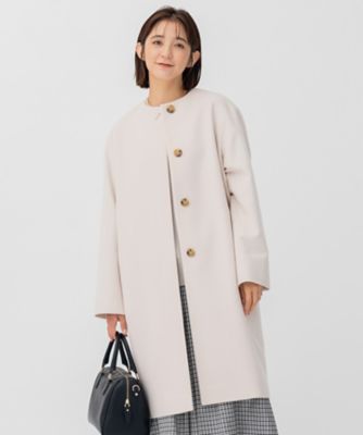 ＜23区 S (Women/小さいサイズ)＞ウールカシミヤビーバー　ノーカラー　コート（ＳＣＷＳＮＷ０５０５）