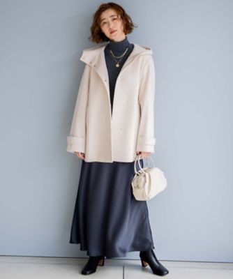 ウールカシミヤビーバー フード付き ショートコート