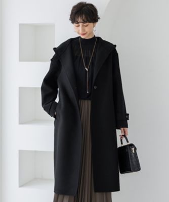 【送料無料】23区 L (Women/大きいサイズ)/ニジュウサンク エル【見上愛さん着用/VERY12月号掲載】MANTECOPureリバー フード ロングコート(SCWWGW0511) 005_クロ コート・ジャケット【三越伊勢丹/公式】