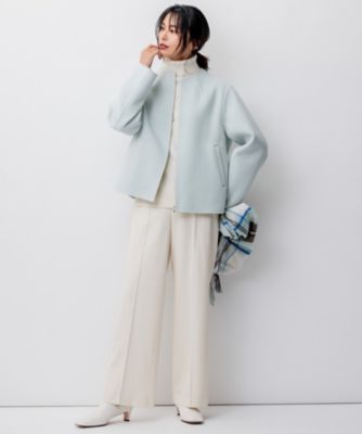 美品　23区 32 ウールリバー　ショートブルゾン　ノーカラー ウールリバー ショート ブルゾン（SCWWSW0406） | 23