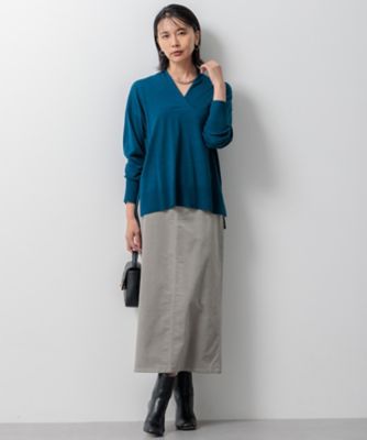 洗える】23区DENIM ベルベットストレッチ Aライン