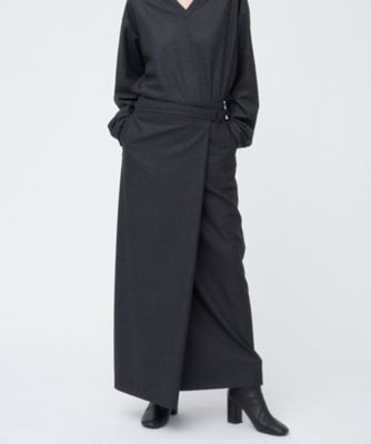 ＜ATON (Women/Men)＞ＭＥＲＩＮＯ　ＣＯＬＬＥＧＥ　ＦＬＡＮＮＥＬ　｜　ラップスカート（ＳＫＡＧＣＷ０９０１）