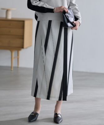 ランダムストライププリント ストレートスカート