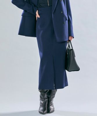 BEIGE， (Women)/ベイジ BUNNELL/ウールハイウエストタブボタンスカート (SKCWGW0403) 075_ネービーブルー ロングスカート【三越伊勢丹/公式】