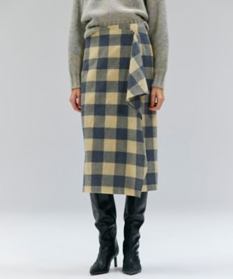＜BEIGE， (Women)＞ＨＯＢＢＳ　／　フェイクレザーポケットウールチェックラップスカート（ＳＫＣＷＧＷ０４０４）