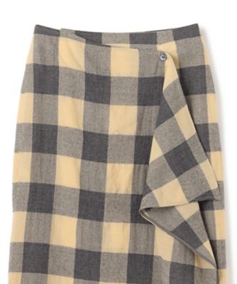 HOBBS ／ フェイクレザーポケットウールチェックラップ