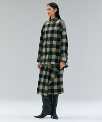 HOBBS ／ フェイクレザーポケットウールチェックラップ